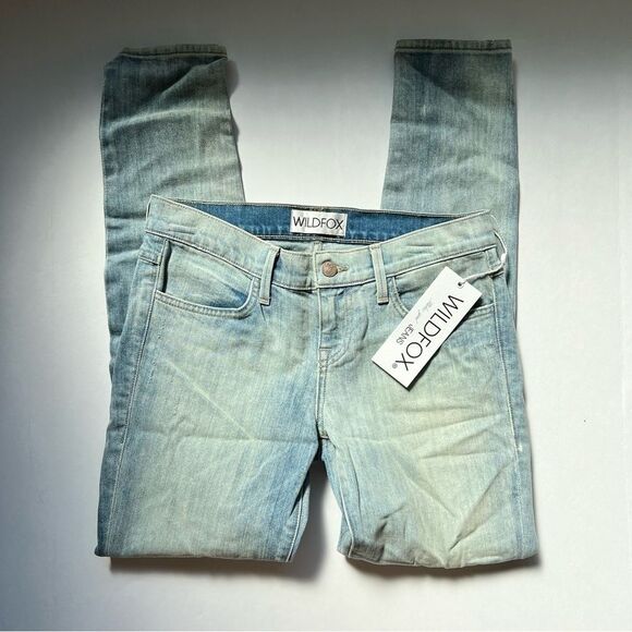 Wildfox Carmen Low Rise Distressed Light Blue Skinny Jeans Size 26 NWT - Picture 2 of 9